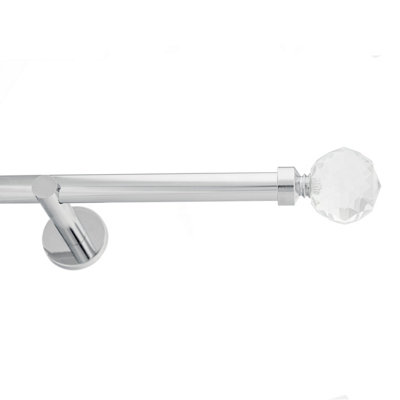 Toolty Chrome Metal Curtain Pole 19mm With Finials Rod Modern Brackets Beluna 115Cm from B&Q