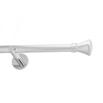 Toolty Chrome Metal Curtain Pole 19mm With Finials Rod Modern Brackets Liberty 145Cm from B&Q