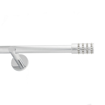 Toolty Chrome Metal Curtain Pole 19mm With Finials Rod Modern Brackets Roseti 175Cm from B&Q