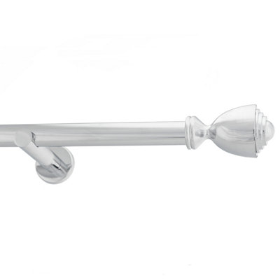 Toolty Chrome Metal Curtain Pole 25mm With Finials Rod Modern Brackets Avanti 195Cm from B&Q