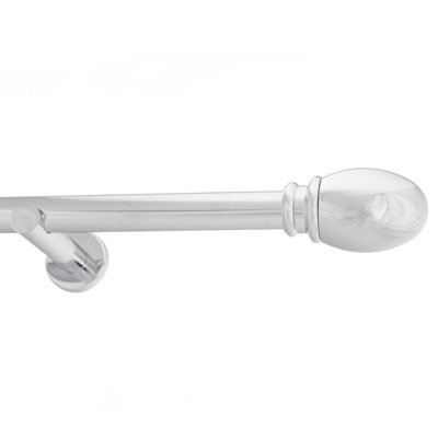 Toolty Chrome Metal Curtain Pole 25mm With Finials Rod Modern Brackets Oval 390Cm from B&Q