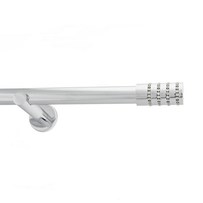 Toolty Chrome Metal Curtain Pole 25mm With Finials Rod Modern Brackets Roseti 195Cm from B&Q