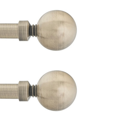 Toolty Curtain Rod Pole Finials Plain Ball19 mm Antique BrassDurable Metal ConstructionPair from B&Q