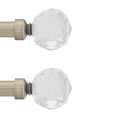 Toolty Curtain Rod Pole Finials Beluna Crystal19 mm Antique BrassDurable Metal ConstructionPair from B&Q