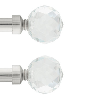Toolty Curtain Rod Pole Finials Beluna Crystal19 mm InoxDurable Metal ConstructionPair from B&Q