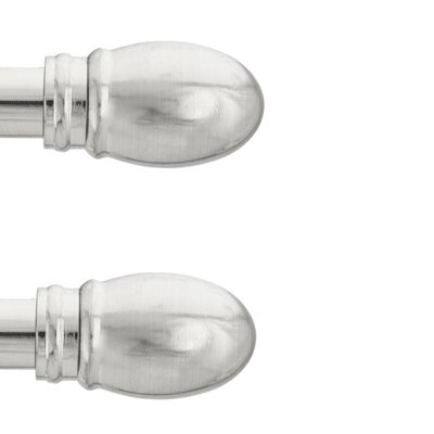 Toolty Curtain Rod Pole Finials Oval19 mm InoxDurable Metal ConstructionPair from B&Q