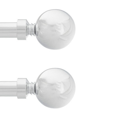 Toolty Curtain Rod Pole Finials Plain Ball19 mm ChromeDurable Metal ConstructionPair from B&Q