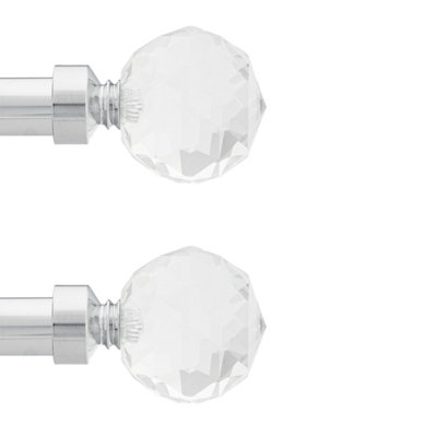 Toolty Curtain Rod Pole Finials Beluna Crystal19 mm ChromeDurable Metal ConstructionPair from B&Q