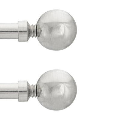 Toolty Curtain Rod Pole Finials Plain Ball25 mm InoxDurable Metal ConstructionPair from B&Q