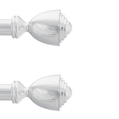 Toolty Curtain Rod Pole Finials Avantii25 mm ChromeDurable Metal ConstructionPair from B&Q