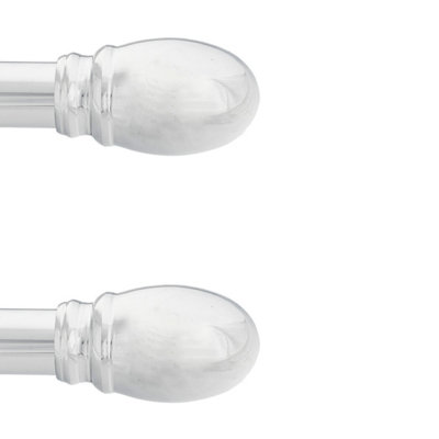 Toolty Curtain Rod Pole Finials Oval25 mm ChromeDurable Metal ConstructionPair from B&Q