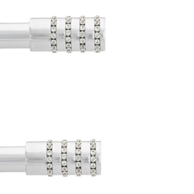 Toolty Curtain Rod Pole Finials Roseti Crystal25 mm ChromeDurable Metal ConstructionPair from B&Q