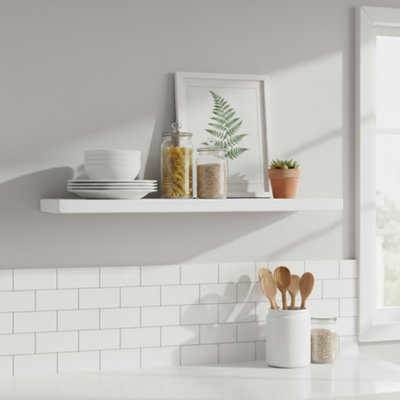 Toolty Shelf Invisible Brackets 145mm White Daisy 130Cm from B&Q