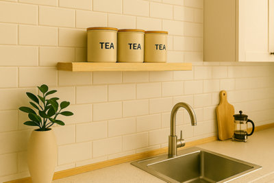 Toolty Shelf Invisible Brackets 145mm Unprimed 130Cm from B&Q