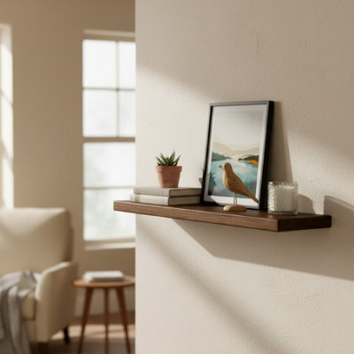 Toolty Shelf Invisible Brackets 225mm Walnut 20Cm from B&Q