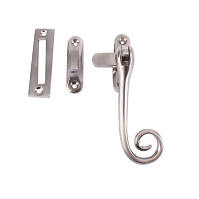 Dart Monkey Tail Brass Window Fastener With Hook & Mortice PlateSatin Nickel from B&Q