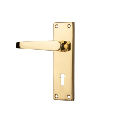 Dart Victorian Lever Lock Door HandlePolished Brass(Sold In Pairs) from B&Q