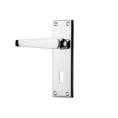 Dart Victorian Lever Lock Door HandlePolished Chrome(Sold In Pairs) from B&Q