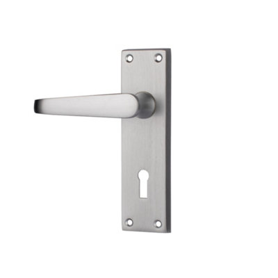 Dart Victorian Lever Lock Door HandleSatin Chrome(Sold In Pairs) from B&Q