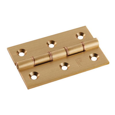 Carlisle Brass Double Phosphor Bronze Washered Butt Hinge 3 Inch (76mm X 50mm X 2.5mm)Satin Brass (Sold In Pairs) from B&Q