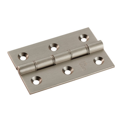 Carlisle Brass Double Phosphor Bronze Washered Butt Hinge 3 Inch (76mm X 50mm X 2.5mm)Satin Nickel (Sold In Pairs) from B&Q