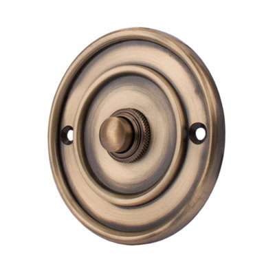 Dart Round Bell Push (76mm)Antique Brass from B&Q