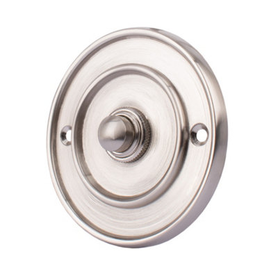 Dart Round Bell Push (76mm)Satin Nickel from B&Q