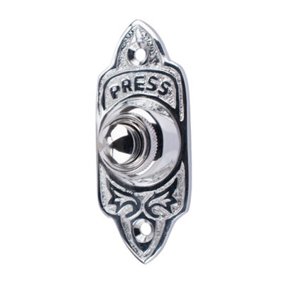 Dart Oblong Classic Ornate Bell Push For Door Bell (75mm)Polished Chrome from B&Q