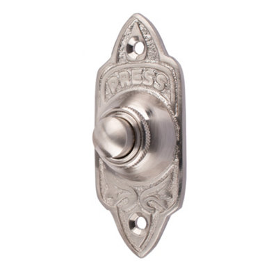 Dart Oblong Classic Ornate Bell Push For Door Bell (75mm)Satin Nickel from B&Q