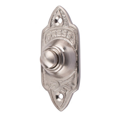 Dart Oblong Classic Ornate Bell Push For Door Bell (75mm) - Satin Nickel