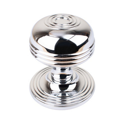 Dart Heavy Cast Brass Ringed Centre Door Knob (80mm)Polished Chrome from B&Q