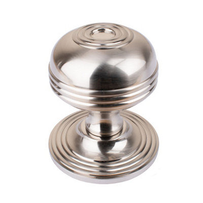 Dart Heavy Cast Brass Ringed Centre Door Knob (80mm)Satin Nickel from B&Q