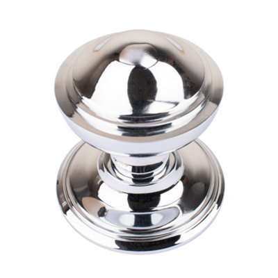 Dart Heavy Cast Brass Victorian Centre Door Knob (80mm)Polished Chrome from B&Q