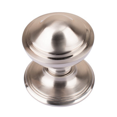 Dart Heavy Cast Brass Victorian Centre Door Knob (80mm)Satin Nickel from B&Q