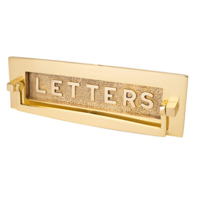Dart Postal Knocker Letter Plate With "letters" On Flap (10 X 3 Inch)Polished Brass from B&Q