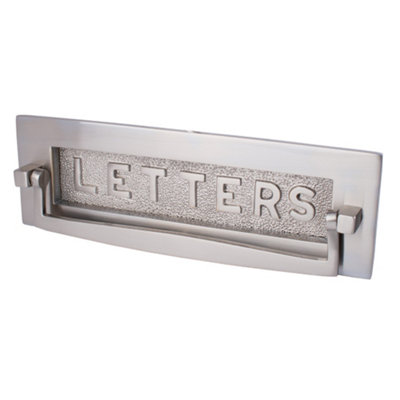 Dart Postal Knocker Letter Plate With "letters" On Flap (10 X 3 Inch)Satin Nickel from B&Q