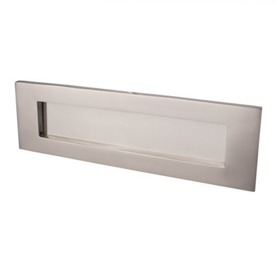 Dart Solid Brass Plain Letter Plate (12 X 4 Inch)Satin Nickel from B&Q