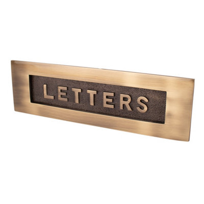 Dart Solid Brass Letter Plate With "letters" On Flap (12 X 4 Inch)Antique Brass from B&Q