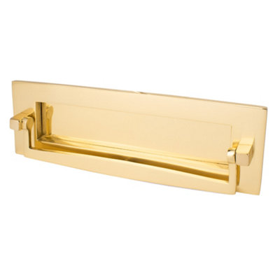 Dart Plain Postal Knocker Letter Plate (12 X 4 Inch)Polished Brass from B&Q