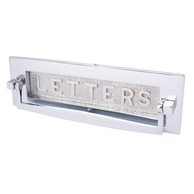 Dart Postal Knocker Letter Plate With "letters" On Flap (10 X 3 Inch)Polished Chrome from B&Q