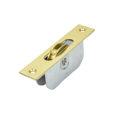 Sash Heritage 2.25 Inch Ball Bearing Brass Wheel Pulley With Square FaceplatePolished Brass from B&Q
