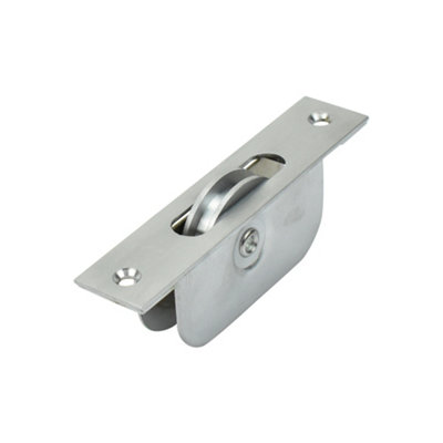 Sash Heritage 2.25 Inch Ball Bearing Brass Wheel Pulley With Square FaceplateSatin Chrome from B&Q