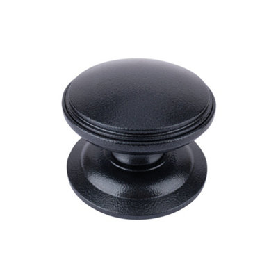 Timber Series Decorative Round Centre Door Knob (100mm Diameter)Antique Black from B&Q