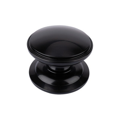 Timber Series Decorative Round Centre Door Knob (100mm Diameter)Black from B&Q