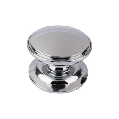Timber Series Decorative Round Centre Door Knob (100mm Diameter)Hardex Chrome from B&Q
