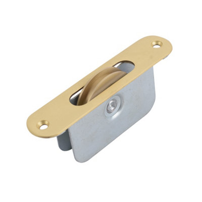 Sash Heritage 2 Inch Ball Bearing Brass Wheel Pulley With Radius FaceplateSatin Brass from B&Q