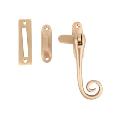 Dart Monkey Tail Brass Window Fastener With Hook & Mortice PlateSatin Brass from B&Q