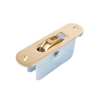 Sash Heritage 2 Inch Ball Bearing Brass Wheel Pulley With Radius Faceplate (Heavy Duty)Polished Brass from B&Q