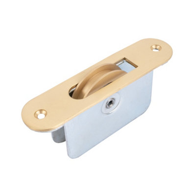 Sash Heritage 2 Inch Ball Bearing Brass Wheel Pulley With Radius Faceplate (Heavy Duty)Satin Brass from B&Q