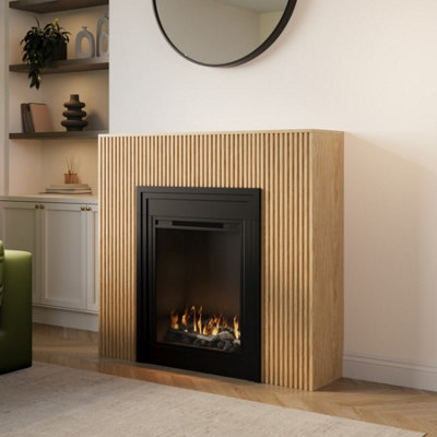 B&Q - Freestanding Electric Fire With Oak SurroundAmberglo